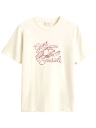 gant t-shirt embroidered ss κρεμ