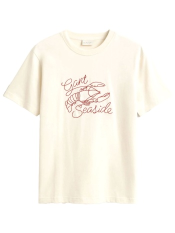 gant t-shirt embroidered ss κρεμ