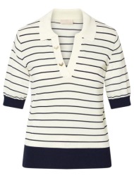 liu-jo better polo πλεκτο ριγε λεπτομερειες μεταλλικες εκρου-μπλε