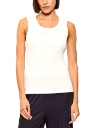 liu-jo tank top ribbed logo εκρου