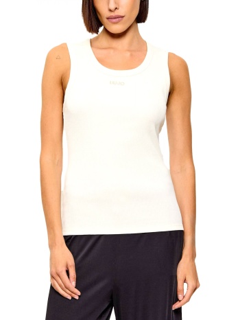liu-jo tank top ribbed logo εκρου