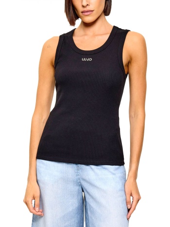 liu-jo tank top ribbed logo μαυρο