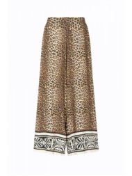 liu-jo better παντελονα leopard print τσεπες λαστιχο μεση μπεζ-καφε