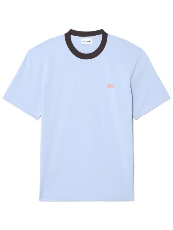 lacoste t-shirt classic fit logo σιελ-καφε