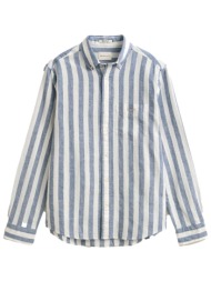 gant πουκαμισο ριγε reg cotton liner stripe shirt μπλε-λευκο