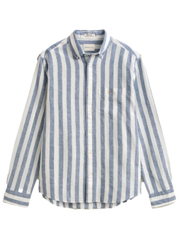 gant πουκαμισο ριγε reg cotton liner stripe shirt μπλε-λευκο