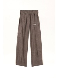 palm angels παντελονι φορμα cargo λινο classic logo track καφε-εκρου