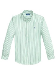 ralph lauren πουκαμισο ριγε button down custom fit πρασινο-λευκο