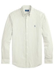 ralph lauren πουκαμισο ριγε button down custom fit λαδι-λευκο