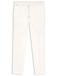 boss παντελονι chino λινο λαστιχο μεση regular fit h-kae1-rds λευκο