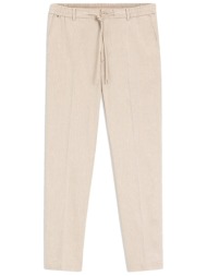 boss παντελονι chino λινο λαστιχο μεση regular fit h-kae1-rds μπεζ