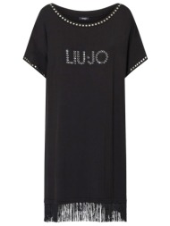 liu-jo better φορεμα mini beachwear κροσια κατω logo μαυρο