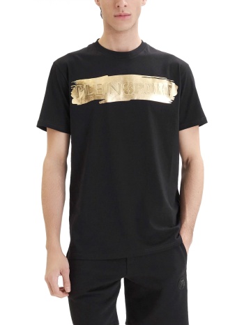 plein sport t-shirt round neck logo μαυρο-χρυσο