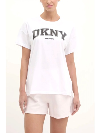 dkny t-shirt oversized logo λευκο