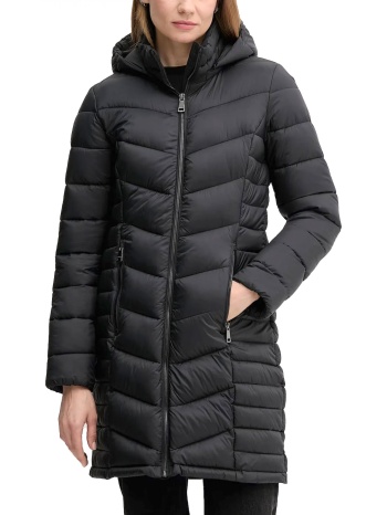 dkny μπουφαν φουσκωτο midi καπιτονε αποσπωμενη κουκουλα