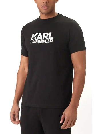 karl lagerfeld t-shirt crew neck logo μαυρο