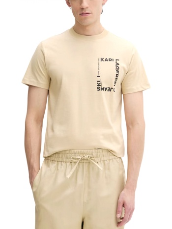karl lagerfeld jeans t-shirt slim ss frame logo tee μπεζ