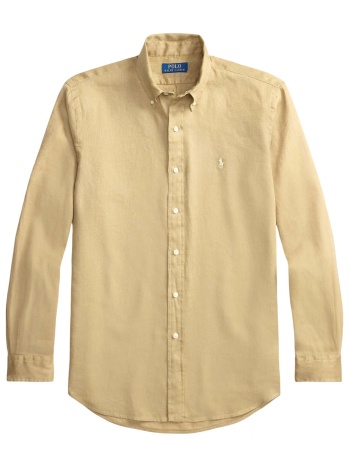 ralph lauren πουκαμισο λινο button down custom fit logo