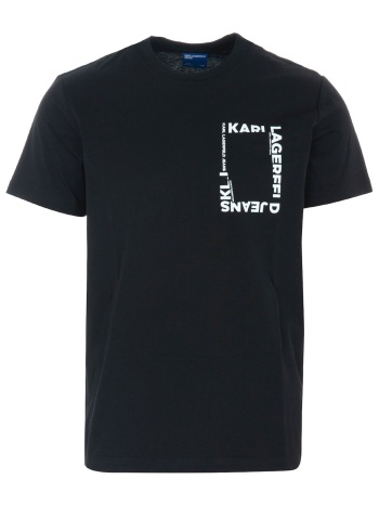 karl lagerfeld jeans t-shirt slim ss frame logo tee μαυρο