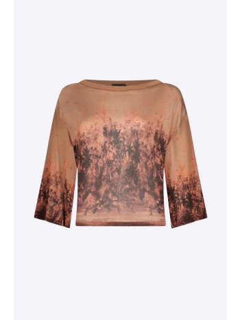 liu-jo μπλουζα cropped crew neck καφε