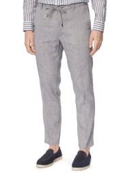 boss παντελονι chino λινο λαστιχο μεση regular fit h-kae1-rds μελανζε γκρι