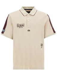 la martina polo pique logo εκρου-μπορντω