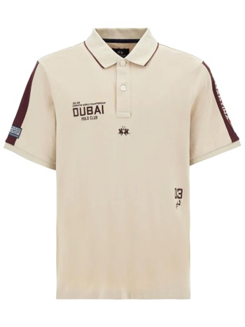 la martina polo pique logo εκρου-μπορντω σε προσφορά