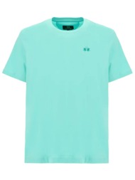 la martina t-shirt crew neck regular fit logo μεντα