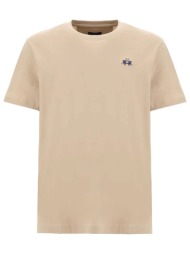 la martina t-shirt crew neck regular fit logo μπεζ