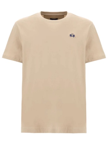 la martina t-shirt crew neck regular fit logo μπεζ σε προσφορά