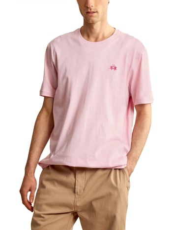 la martina t-shirt crew neck regular fit logo ροζ σε προσφορά