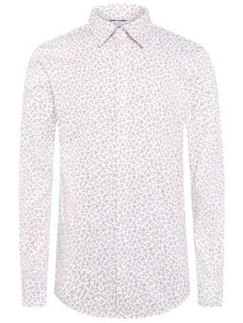 boss πουκαμισο floral slim fit p-roan-k-f-261 μπεζ-λευκο