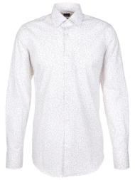 boss πουκαμισο μικροσχεδιο slim fit stretch h-hank-k-c1-261 λευκο-μπεζ