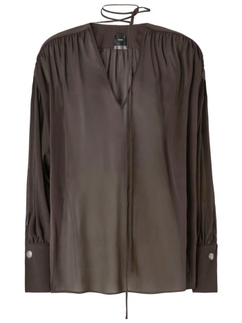 pinko μπλουζα asola blouse καφε σκουρο