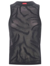 hugo tank top διατρητο sorni logo μαυρο