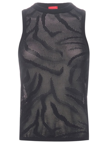 hugo tank top διατρητο sorni logo μαυρο