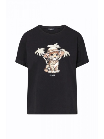 liu-jo better t-shirt logo στρας μαυρο