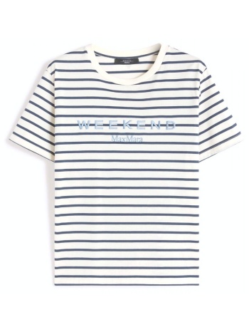 max mara weekend t-shirt wkdbora ριγε logo εκρου-μπλε