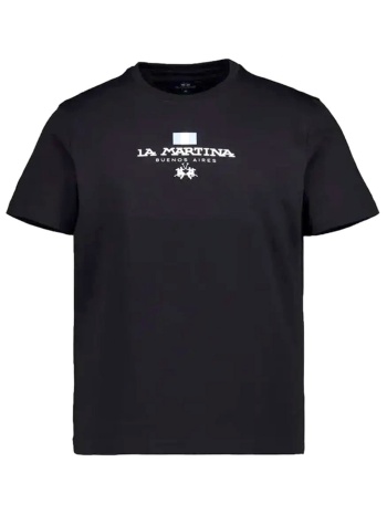 la martina t-shirt crew neck regular fit logo μαυρο σε προσφορά