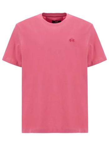 la martina t-shirt crew neck regular fit logo φουξια σε προσφορά