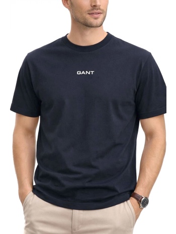 gant μπλουζα κμ 433 evening blue t-shirt λογο μπλε σκουρο