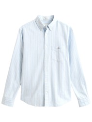 gant ποyκαμισο μμ 450 teal blue classic oxford ριγε σιελ μπεζ λευκο