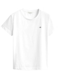 gant μπλουζα κμ 110 white shield ss t-shirt λευκο
