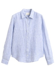gant ποyκαμισο μμ 417 sage blue ριγε λινο μπλε