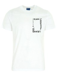 karl lagerfeld jeans t-shirt slim ss frame logo tee λευκο