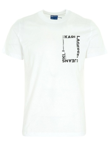 karl lagerfeld jeans t-shirt slim ss frame logo tee λευκο