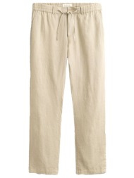 gant παντελονι 200 coffee bean slim cotton linen chinos μπεζ