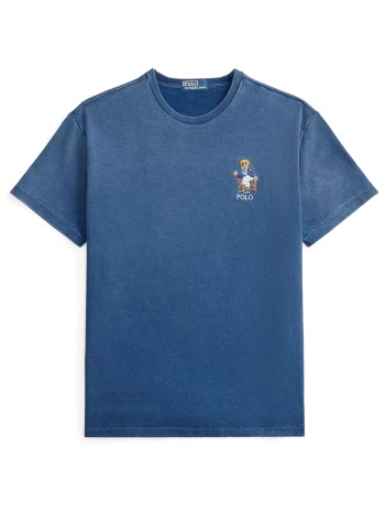 ralph lauren t-shirt classic fit logo bear indigo μπλε