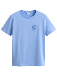 gant μπλουζα κμ 424 palace blue script t-shirt γαλαζιο