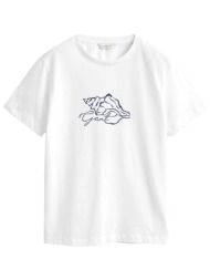 gant μπλουζα κμ 110 white graphic t-shirt λευκο